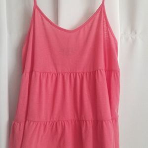 HYFVE Tiered Ruffle Coral Top Spaghetti Strap Size Large NWT